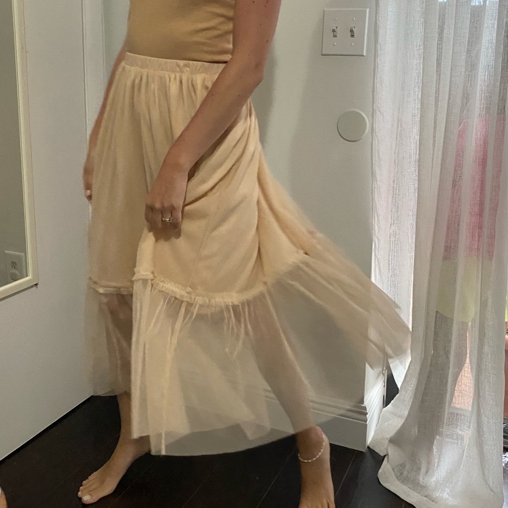 Zara tulle a-line tiered midi skirt